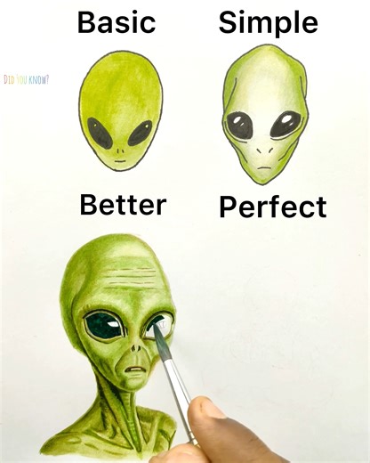 399K views · 1.8K reactions | Learn to Draw a Alien - Basic vs Perfect | Did you know? | Facebook