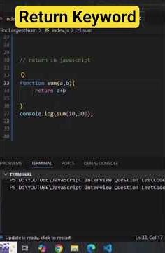 Return Keyword in Javascript | javascript interview question #shorts #coding #javascript #ytshorts