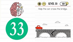 Brain Test Level 33 Help the car cross the bridge