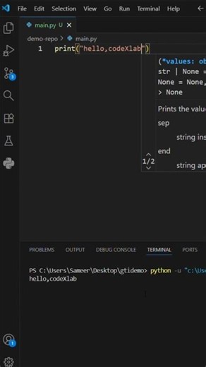 Python print() Function Explained in 60 Seconds | Beginner Friendly | CodeXLaB #shorts