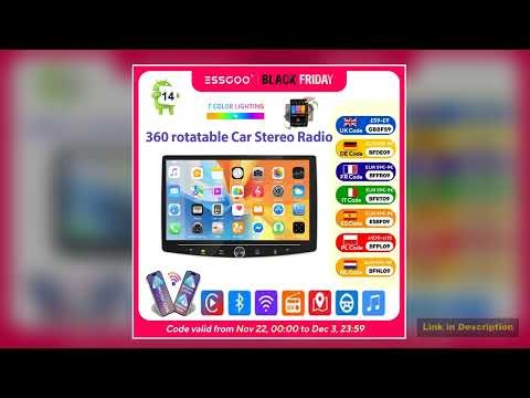 ESSGOO 101 1 DIN Touch screen Universal Wireless carplay Android auto Car Stereo Radio 64G Android