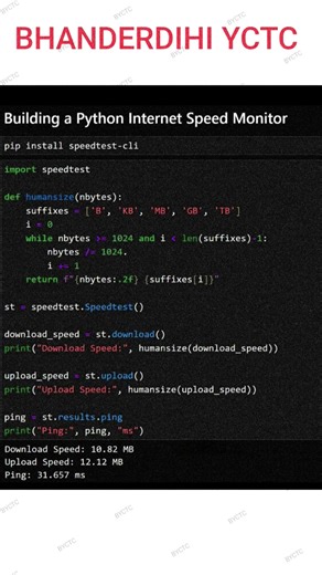 Building a Python Internet Speed Monitor #pythonprojects #python3 #shorts #viral