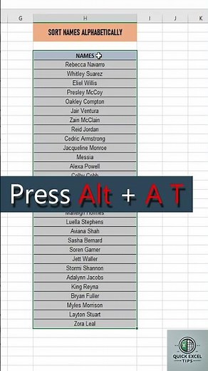 "How to Sort Names Alphabetically in Excel in Seconds"#excel,#ExcelTips, #SortNamesInExcel
