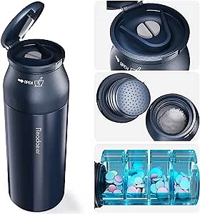 Readaeer Pill Organizer Pill Cutter Pill Grinder 3 in 1 Function Pill Case for Travel Portable Pill Cutter Crusher