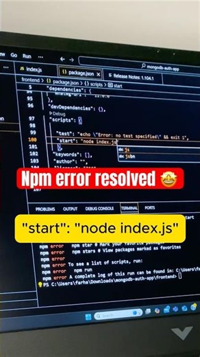 How to Fix npm start Not Working in 1 Minute! | Quick VS Code & npm Run Dev Fix 🚀#shorts
