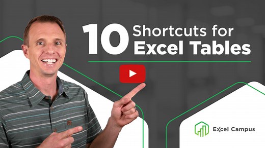 10 Essential Shortcuts for Excel Tables - Excel Campus
