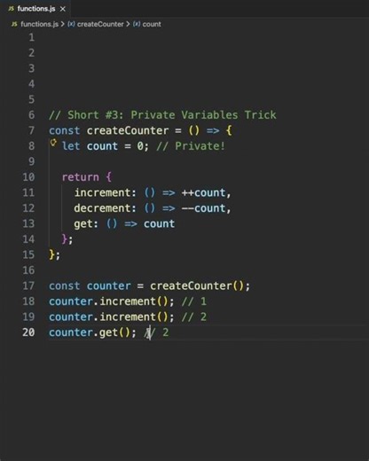 Create PRIVATE variables in JavaScript using closures! 🔒