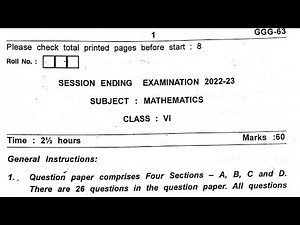 Class-6 MATHS / Annual Exam Question Paper 2023 For KENDRIYA VIDYALAYA (KVS) Students