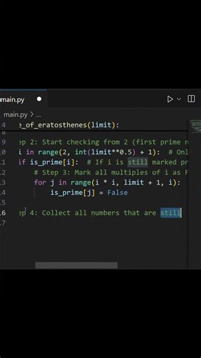 Prime Number in Python | Python coding for Beginners | Sieve of Eratosthenes #shorts #coding