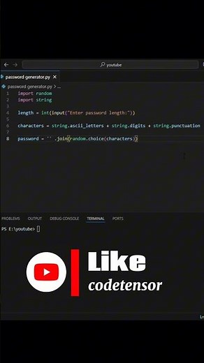 Python Mini Project 🎯 Password Generator for Beginners #shorts