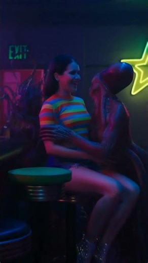 Passionate Alien Kiss in Neon Bar! 🦑💋