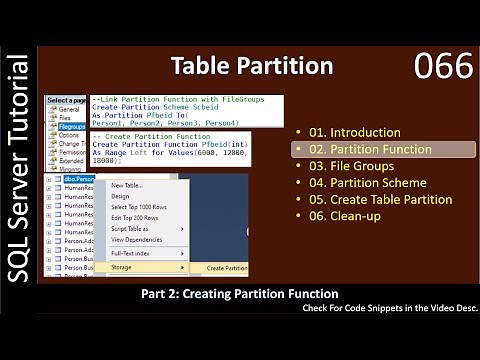 Table Partition | Part 2 - Creating Partition Function | SSMS TSQL Tutorial #66