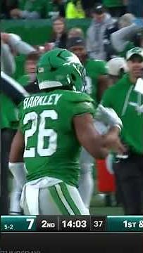 Saquon Barkley SPIN MOVES into a BACKWARDS HURDLE?! (📺: CBS) #shorts