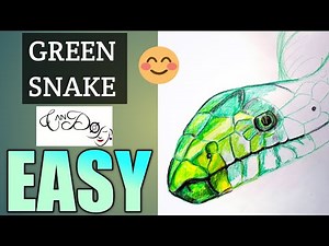 How To Draw A Green Snake Step By Step For Beginners| Easy Snake Drawing Tutorial| කොළ පාට සර්පයා