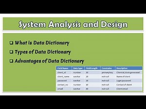 10 - System Analysis and Design | What is Data Dictionary | Types of Data Dictionary & Advantages