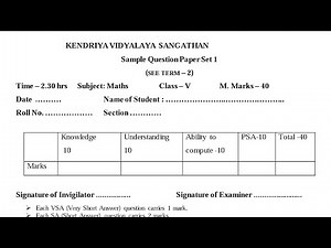 Class-5 Maths / 2022-23 Annual Exam Sample Question Paper For KENDRIYA VIDYALAYA (KVS) Students