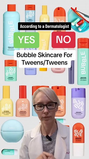 Which Bubble products are safe for tween & teen skin? Let’s discuss. 🌿⁠ While I don't love the line in general, I know your kiddos want it so let's get into it. ⁠ ⁠ When it comes to skincare for tweens and teens, simplicity is key. Here’s the breakdown:⁠ ⁠ 🧼 Cleansers: Fresh Start Gel Cleanser - Yes! ⁠ ⁠ 🧴 Moisturizers: Slam Dunk & Cloud Surf Good choices. Level Up, ok but better for better for oily or acne prone. ⁠ ⁠ Face Oils: Float On ehhhhh, NOT needed and not great for acne prone skin.💧