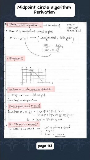 Derivation of Midpoint circle algorithm #computergraphics #computerscience #mumbaiuniversity