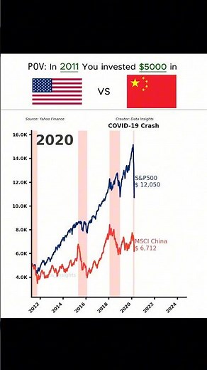 💴What If You Invested $5,000 in USA and CHINA? #linechart #datavisualization