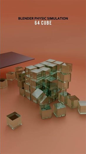 4k Satisfying Blender Animation, 1 to 4096 Glass Cube Falling!