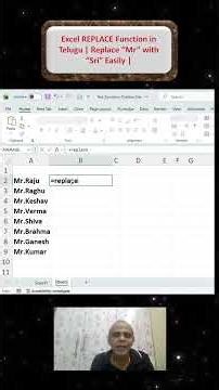 Excel REPLACE Function in Telugu . Replace “Mr” with “Sri” Easily . Vedabala Vidyalaya