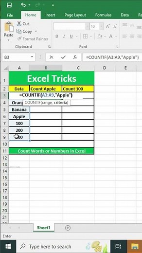 how to use the COUNTIF function in Excel to count specific words or numbers in your data!