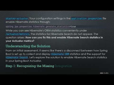 How to Show Hibernate Search Statistics on Spring Boot Actuator