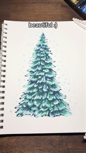Drawing an oil pastel winter tree with snow using blue, green and white #oilpastel #drawing #artprocess #tree #arttutorial