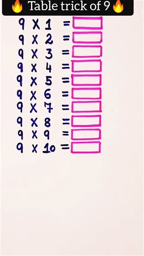 🔥 Table trick of 9🔥#maths#mathstricks #subscribe #puzzle #tabletrick#mathematicstricks