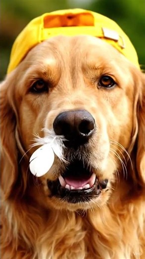 Dog's guilty face after pillow disaster says it all #goldenretriever #funnypets #dogmom