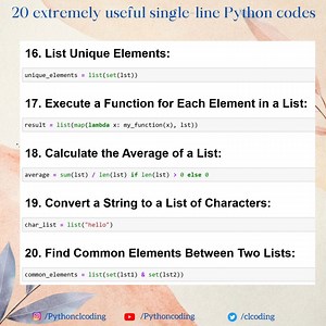 1.1K views | 20 extremely useful single-line Python codes | Python Coding | Facebook