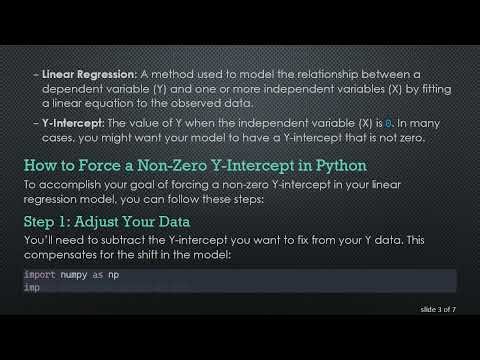 How to Perform Linear Regression with a Forced Non-Zero Y-Intercept in Python