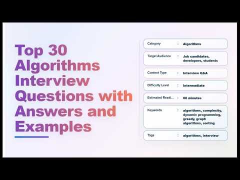 Top 30 Algorithms Interview Questions (with Answers & Examples) — Echo With Coffee