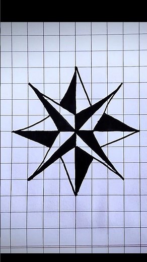 8 Point Star Drawing on Graph Paper | Simple Square Box Design