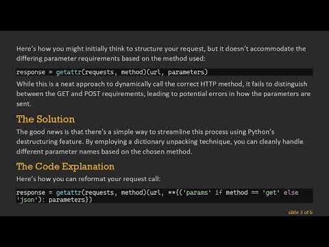 How to Pass Different Parameters to Different Methods in One Statement Using Python requests