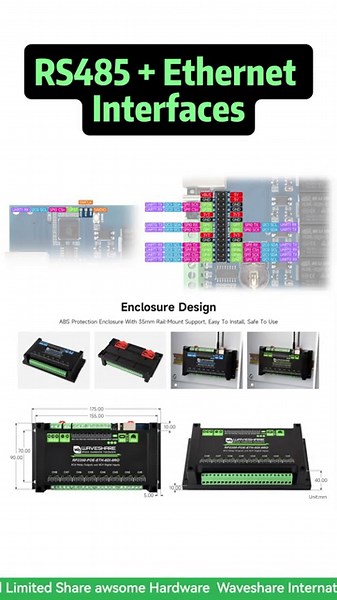 RP2350-ETH-8DI-8RO,Raspberry Pi RP2350 Inside,8DI + 8 Relay Channels,RS485 + Ethernet Interfaces