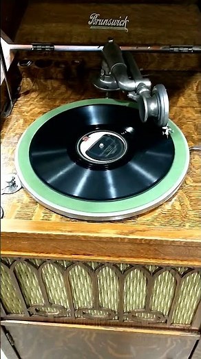 Brunswick Antique Record Player Oak Phonograph & Records #antique