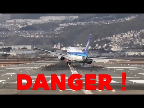 [65万回再生][4K]危なかった！右エンジン擦りそう！ゴーアラウンド6回 横風強風 伊丹 cross wind landing2020/1/8