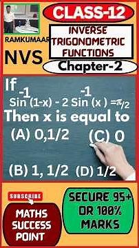 | Part-3 | Class-12 | Chapter-2 | Inverse Trigonometric Functions | NCERT Ex2.2,Related Question |