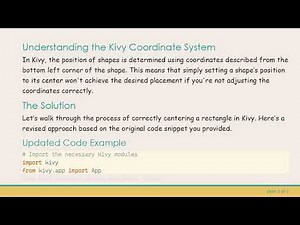 Centering a Rectangle in Kivy: A Beginner's Guide to Solving Layout Issues