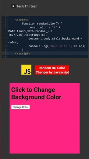 JavaScript Magic Trick — Change Background in One Click! #Shorts #learnjs #coding