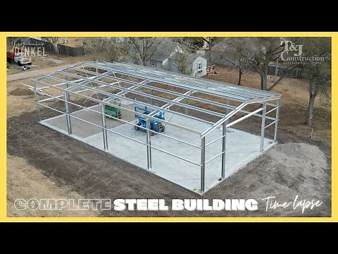 40 x 75 complete STEEL BUILDING construction timelapse