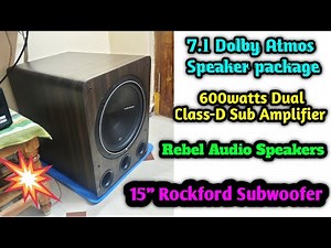 7.1 Dolby Atmos Speaker package for Denon AVR | 15" Rockford Subwoofer