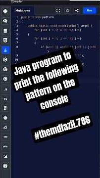 #shorts Java program to print the following pattern on the console #themdfazil.786