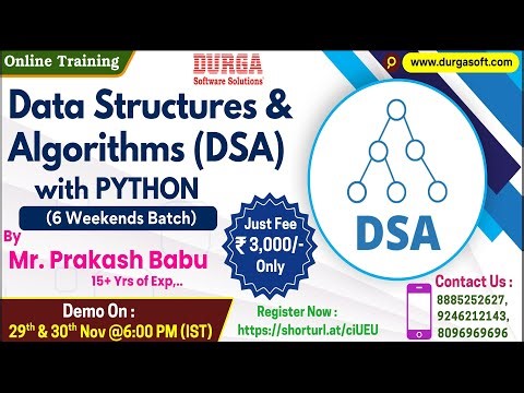 Data Structures & Algorithms with PYTHON (6 Weekends Batch) Online Training @ DURGASOFT