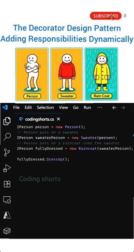 The Decorator Design Pattern in .Net | Coding shorts | #coding #shorts #skdotnetcodingconcept #sql