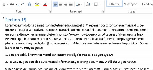How to Automatically Format an Existing Document in Word 2013