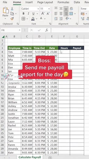 This is one way to calculate payroll with Excel🙌 Make sure to follow and like if you enjoy my content✔️ #excel #exceltips #spreadsheet #exceltutorials #foryou #microsoftexcel