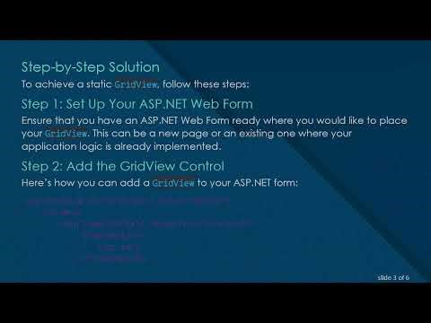 How to Create a Static GridView in ASP.NET Without a Database