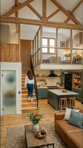 Stunning Barn Conversion with Glass Loft Bedroom | Dream Home Design with Exposed Beams